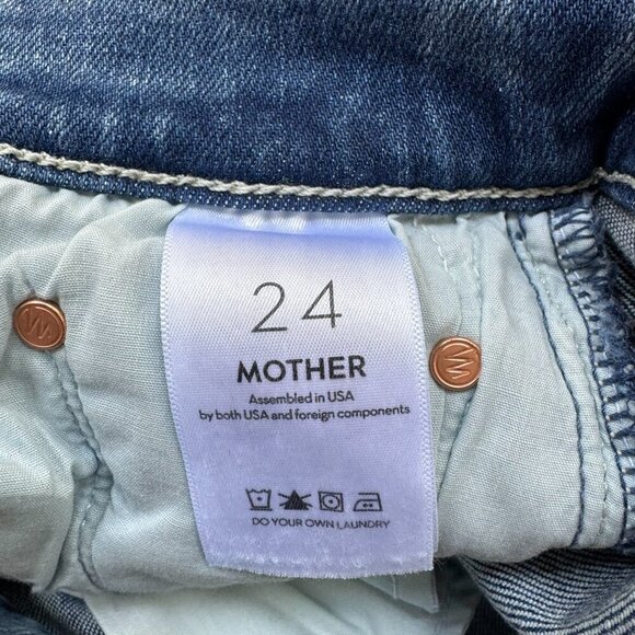 NWT MOTHER The Tomcat Ankle Fray Jeans Straight Leg On The Road Blue Denim 24 - Picture 8 of 16